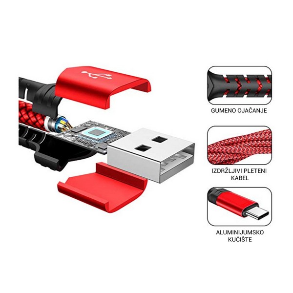 USB KABL USB-A/MIKRO-B UTIKAC PLETENI 1m PROSTO