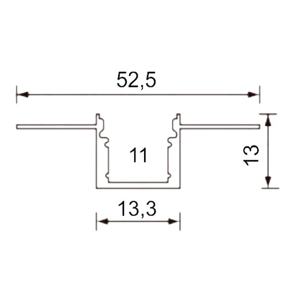 AL PROFIL ZA LED TRAKE 52,5X13X2000 ZA GIPS MA639-CC CRNI