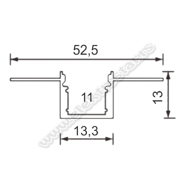 AL PROFIL ZA LED TRAKE 52,5x13x2000 ZA GIPS MA639