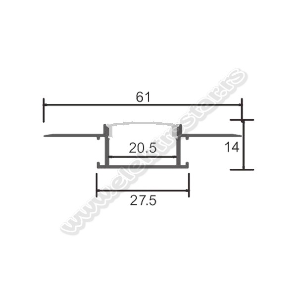 AL PROFIL ZA LED TRAKE 61x14x2000 ZA GIPS MA6114