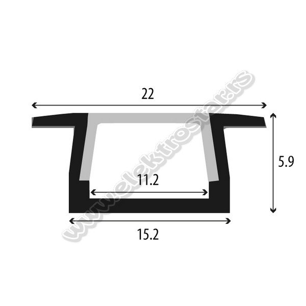 AL PROFIL 2m UGRADNI BELI M508-C 2000x24,7x17,4x7mm